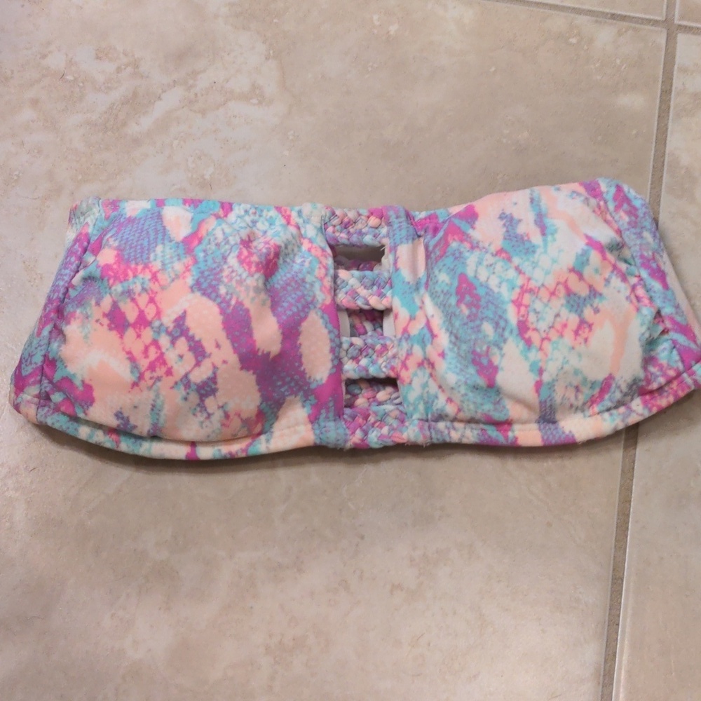 Multicolor strapless bikini top size M